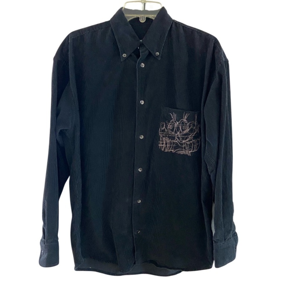 Iceberg History vintage button front corduroy top black men  S/L